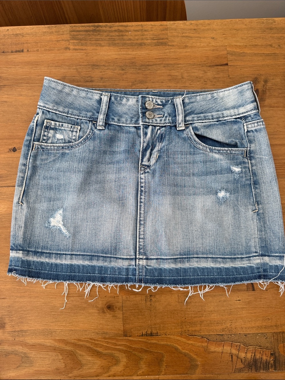 2000s Distressed Denim Mini Skirt